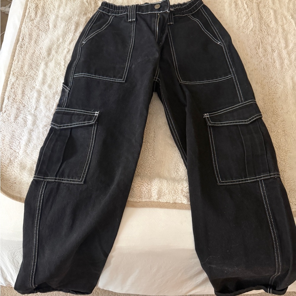 Fashion Nova Black Pants with White Stitch Detail